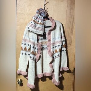 Matilda Jane Cream and Pink Cardigan with Hat